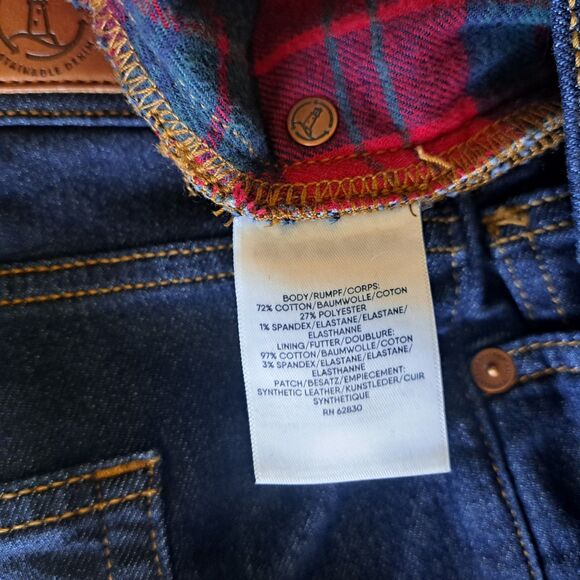 Lands End Woman’s 18 18W Dark Wash Flannel Lined Denim Blue Jeans Straight Leg - Picture 7 of 12